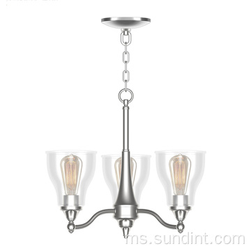 Lampu candelier 3-cahaya keluli untuk ruang makan